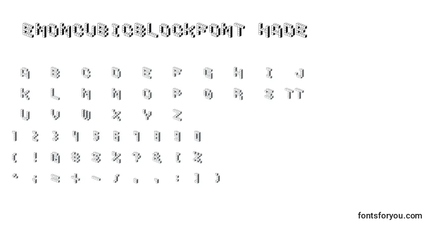 Czcionka DemoncubicblockfontShade – alfabet, cyfry, specjalne znaki