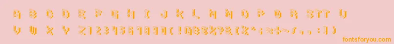 DemoncubicblockfontShade-Schriftart – Orangefarbene Schriften auf rosa Hintergrund