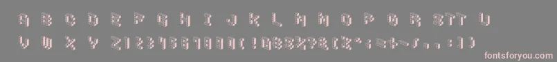 フォントDemoncubicblockfontShade – 灰色の背景にピンクのフォント