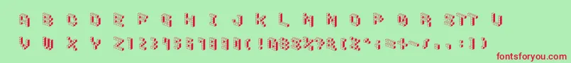 Fonte DemoncubicblockfontShade – fontes vermelhas em um fundo verde