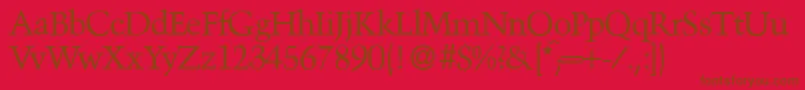 TroubadourRegular-Schriftart – Braune Schriften auf rotem Hintergrund