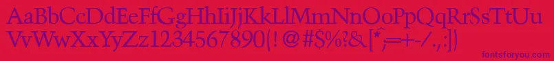 TroubadourRegular-Schriftart – Violette Schriften auf rotem Hintergrund