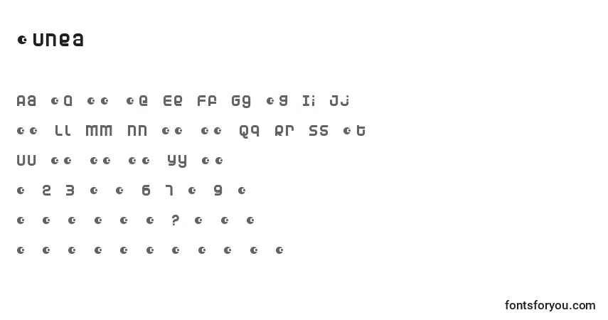 Schriftart Dunea – Alphabet, Zahlen, spezielle Symbole