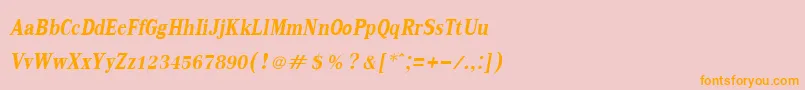 KodchiangupcBoldItalic-Schriftart – Orangefarbene Schriften auf rosa Hintergrund