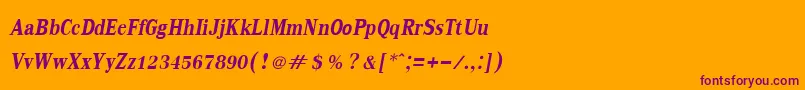 KodchiangupcBoldItalic Font – Purple Fonts on Orange Background