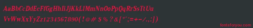 Czcionka KodchiangupcBoldItalic – czerwone czcionki na czarnym tle