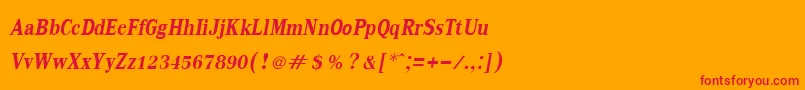KodchiangupcBoldItalic Font – Red Fonts on Orange Background