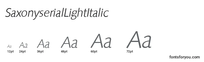 Размеры шрифта SaxonyserialLightItalic