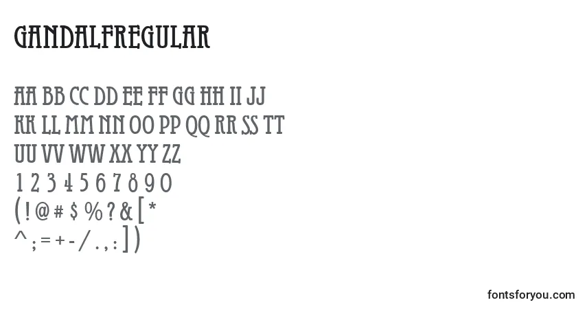 Шрифт GandalfRegular – алфавит, цифры, специальные символы