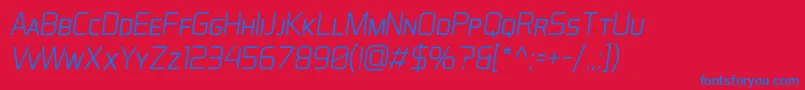 フォントAeroMaticsDisplayLightItalic – 赤い背景に青い文字