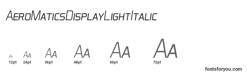 Размеры шрифта AeroMaticsDisplayLightItalic