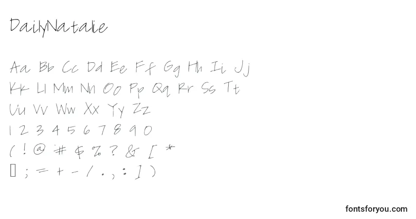 A fonte DailyNatalie – alfabeto, números, caracteres especiais