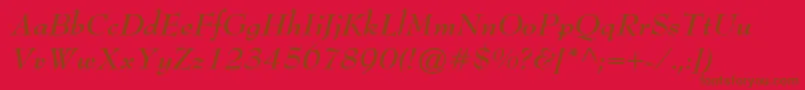 BernhardmodernstdBoldit-Schriftart – Braune Schriften auf rotem Hintergrund