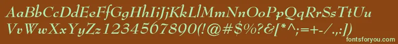 BernhardmodernstdBoldit Font – Green Fonts on Brown Background