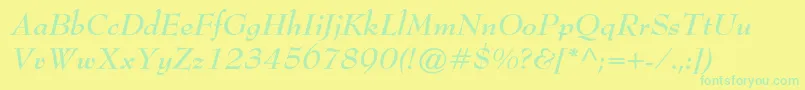 BernhardmodernstdBoldit Font – Green Fonts on Yellow Background