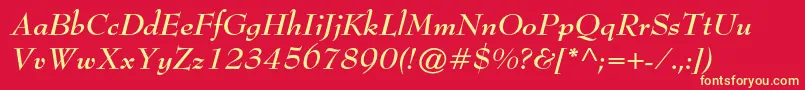 BernhardmodernstdBoldit Font – Yellow Fonts on Red Background