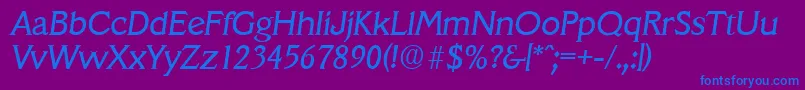 VeracruzSerialRegularitalicDb Font – Blue Fonts on Purple Background