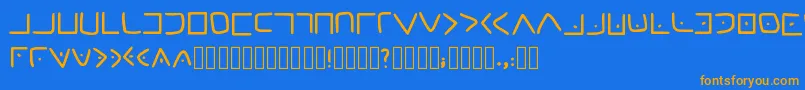 フォントMasonicCipher – オレンジ色の文字が青い背景にあります。