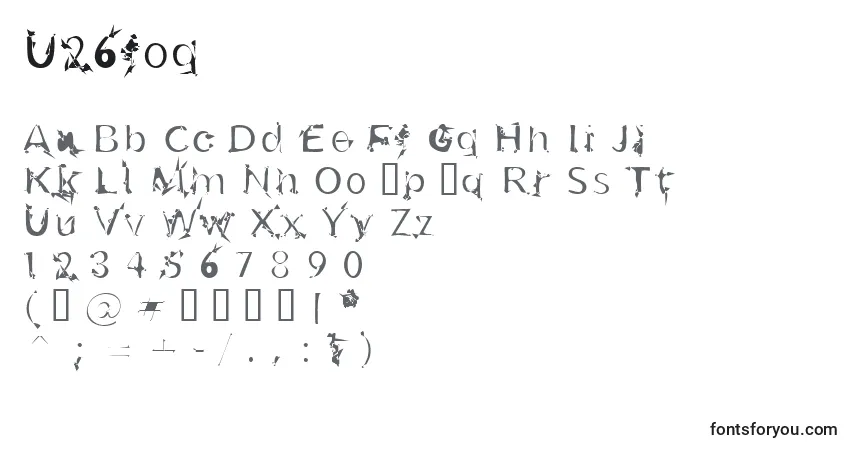 A fonte U26fog – alfabeto, números, caracteres especiais