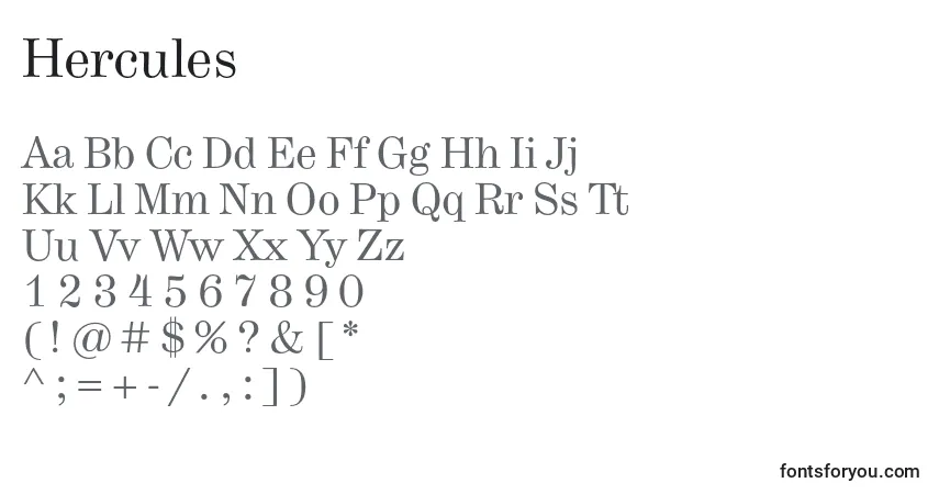 Czcionka Hercules – alfabet, cyfry, specjalne znaki