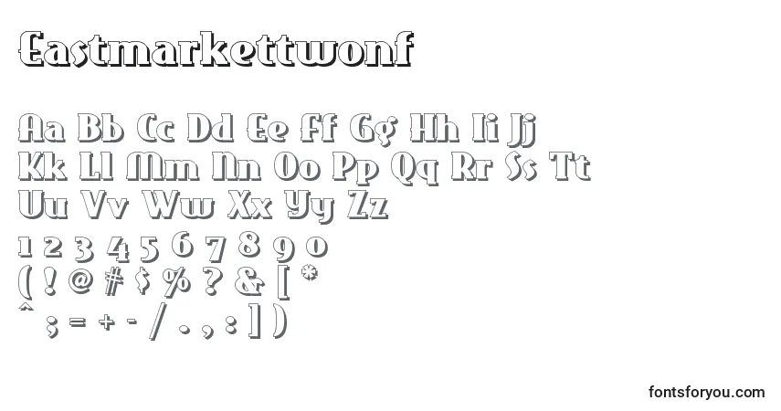 A fonte Eastmarkettwonf – alfabeto, números, caracteres especiais