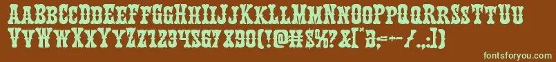 Texasrangerexpand-fontti – vihreät fontit ruskealla taustalla