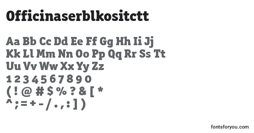 A fonte Officinaserblkositctt – alfabeto, números, caracteres especiais
