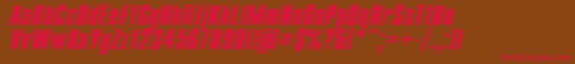 Compact1-Schriftart – Rote Schriften auf braunem Hintergrund