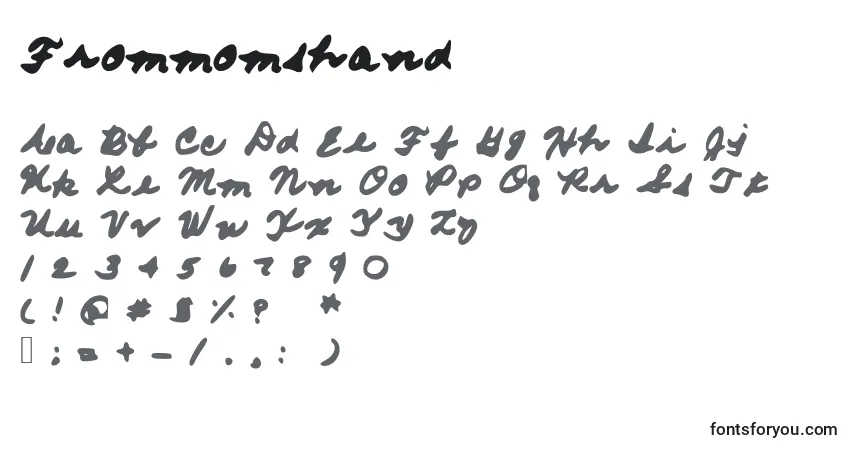 A fonte Frommomshand – alfabeto, números, caracteres especiais