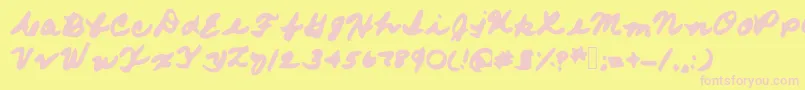 Frommomshand-Schriftart – Rosa Schriften auf gelbem Hintergrund