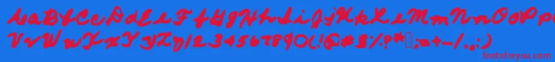 フォントFrommomshand – 赤い文字の青い背景