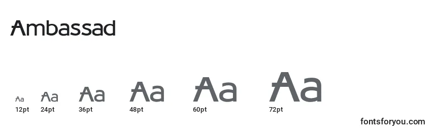sizes of ambassad font, ambassad sizes
