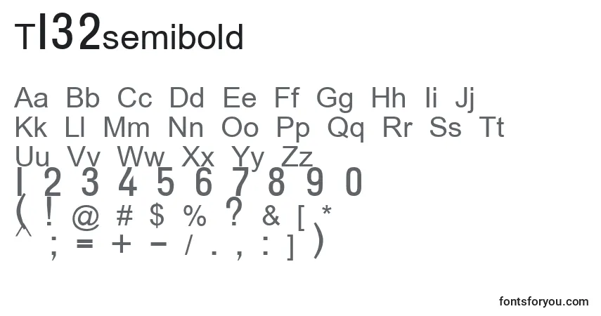 characters of t132semibold font, letter of t132semibold font, alphabet of  t132semibold font