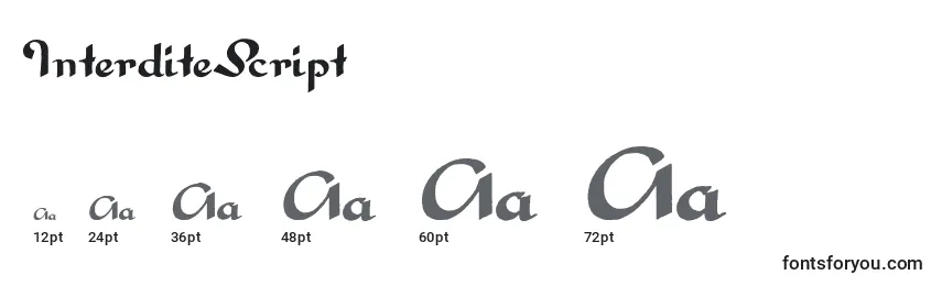 sizes of interditescript font, interditescript sizes