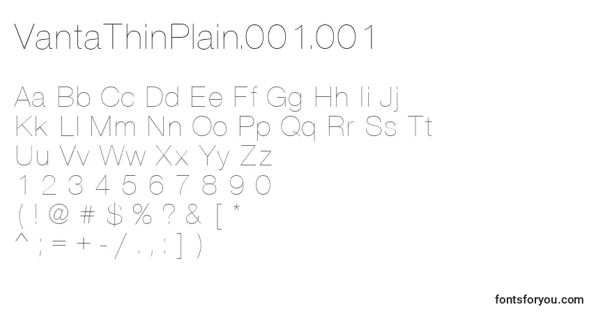 VantaThinPlain.001.001 Font – alphabet, numbers, special characters