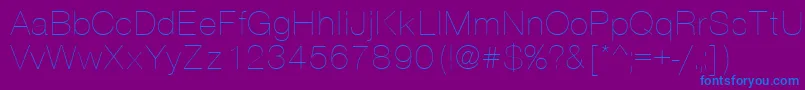 フォントVantaThinPlain.001.001 – 紫色の背景に青い文字