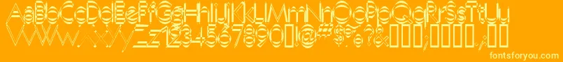 Fonte Neboman – fontes amarelas em um fundo laranja