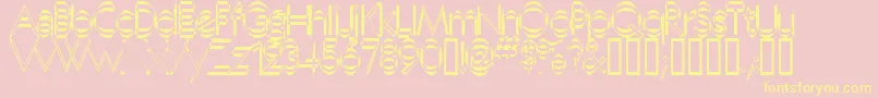 Neboman-Schriftart – Gelbe Schriften auf rosa Hintergrund
