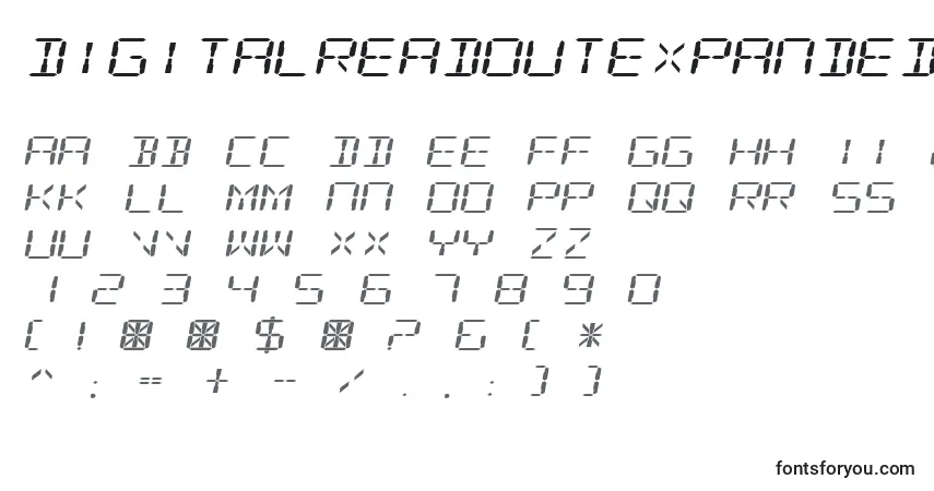 Schriftart DigitalReadoutExpanded – Alphabet, Zahlen, spezielle Symbole