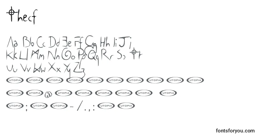 Schriftart Thecf – Alphabet, Zahlen, spezielle Symbole