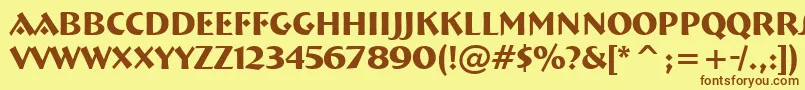 フォントFt92Bold – 茶色の文字が黄色の背景にあります。