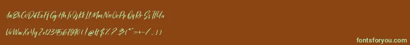 Czcionka HarvestBarnPersonalUseOnly – zielone czcionki na brązowym tle