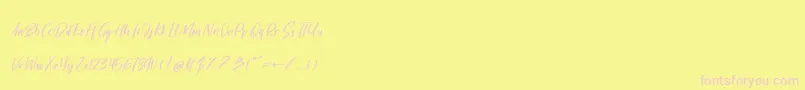 フォントHarvestBarnPersonalUseOnly – ピンクのフォント、黄色の背景