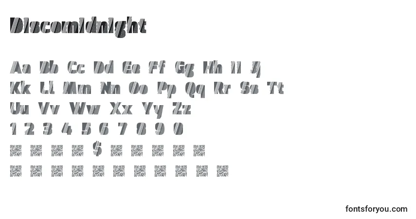 Schriftart Discomidnight – Alphabet, Zahlen, spezielle Symbole