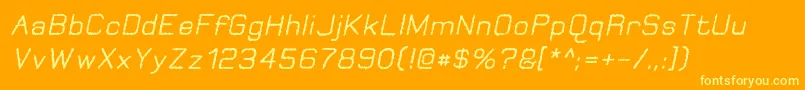 Więcej informacji o czcionce JungleBurnoutOblique Czcionka JungleBurnoutOblique – żółte czcionki na pomarańczowym tle