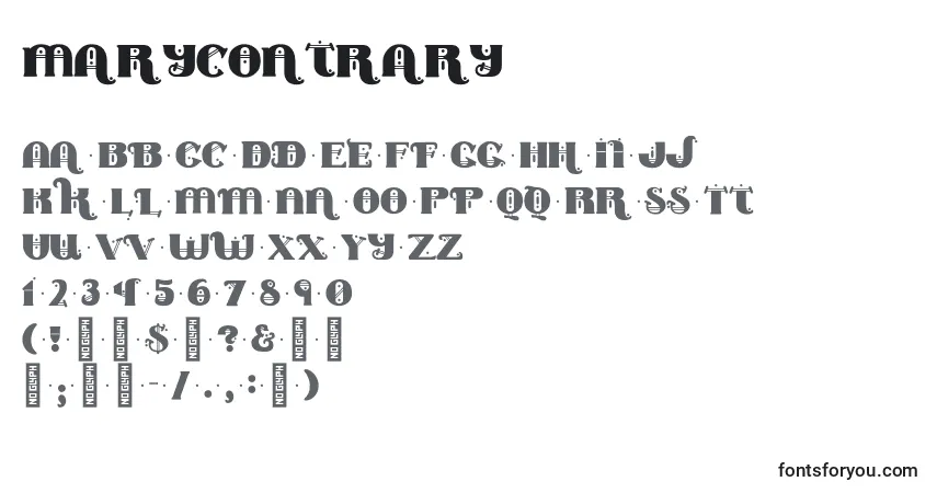 A fonte Marycontrary – alfabeto, números, caracteres especiais