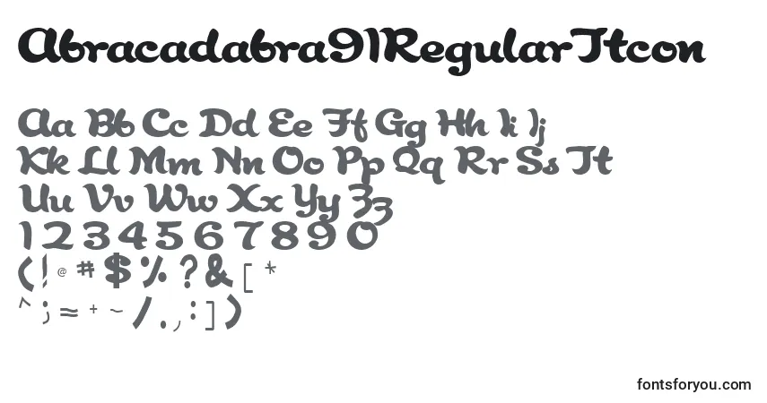Schriftart Abracadabra91RegularTtcon – Alphabet, Zahlen, spezielle Symbole