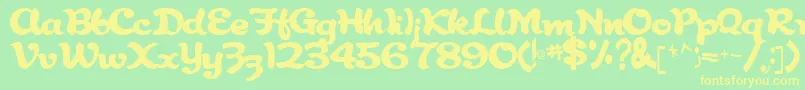 フォントAbracadabra91RegularTtcon – 黄色の文字が緑の背景にあります