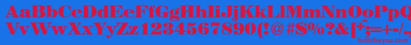 MagazineheavyRegularDb Font – Red Fonts on Blue Background