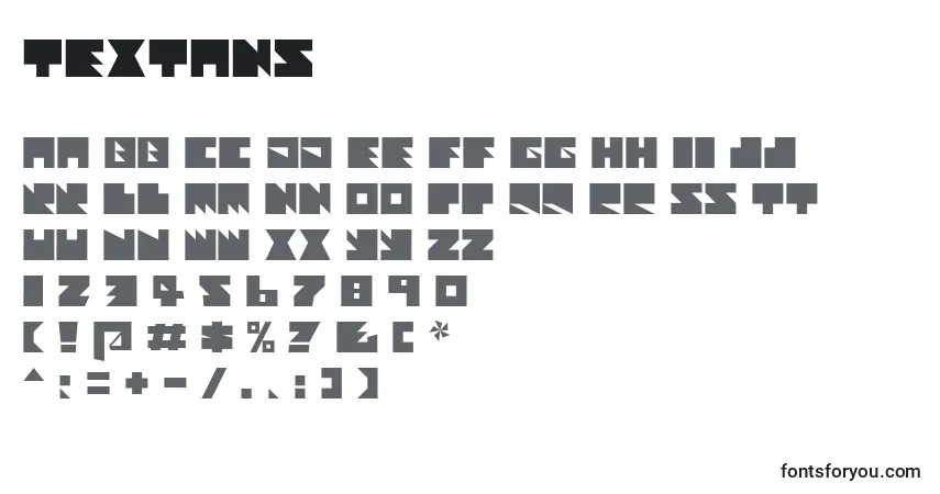 Schriftart Textans – Alphabet, Zahlen, spezielle Symbole